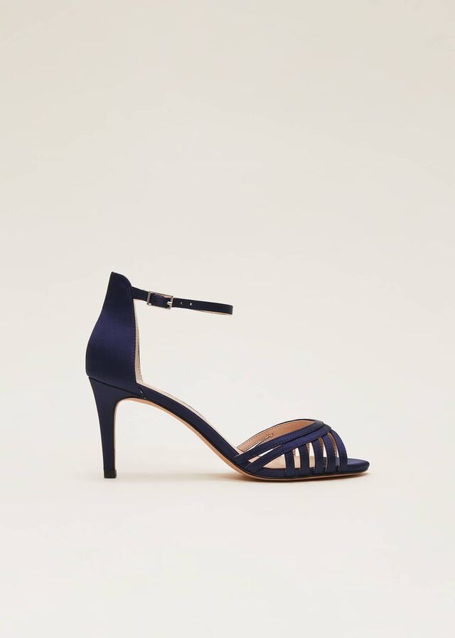 Navy Phase Eight Satin Strappyed Heels | 5648DYPNG