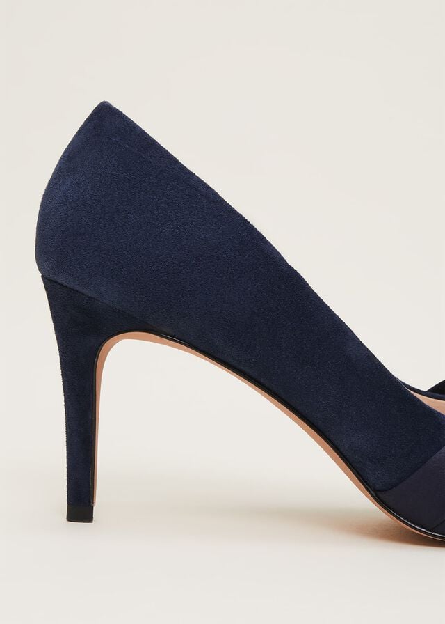 Navy Phase Eight Satin Twist Peeptoe Heels | 1704TOYXS