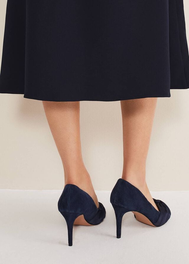 Navy Phase Eight Satin Twist Peeptoe Heels | 1704TOYXS