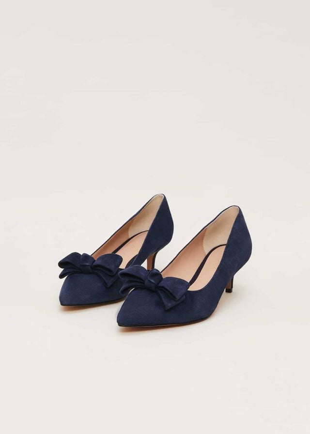 Navy Phase Eight Structured Bow Kitten Heels | 8671WEBPH