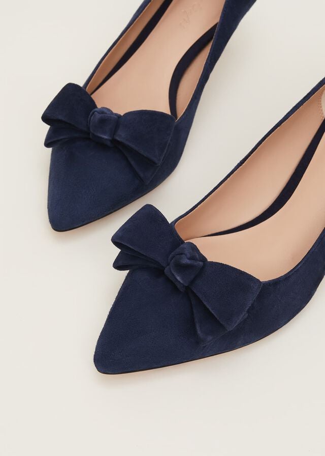 Navy Phase Eight Structured Bow Kitten Heels | 8671WEBPH