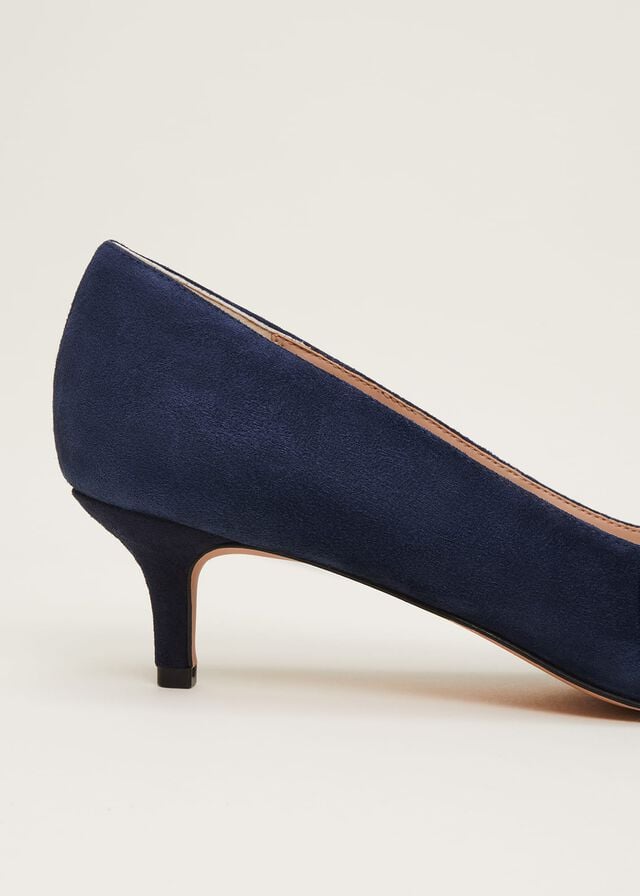 Navy Phase Eight Structured Bow Kitten Heels | 8671WEBPH