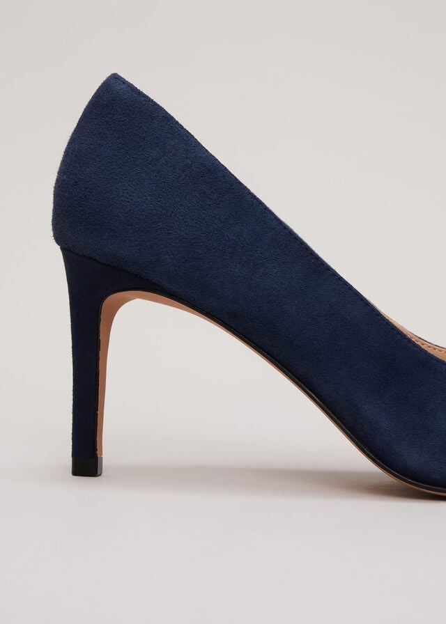 Navy Phase Eight Suede Bow Front Court Heels | 4961RSYFH