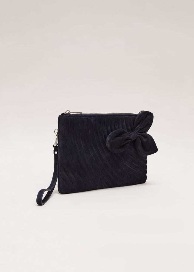 Navy Phase Eight Suede Structured Bow Bags | 9802CPWSO