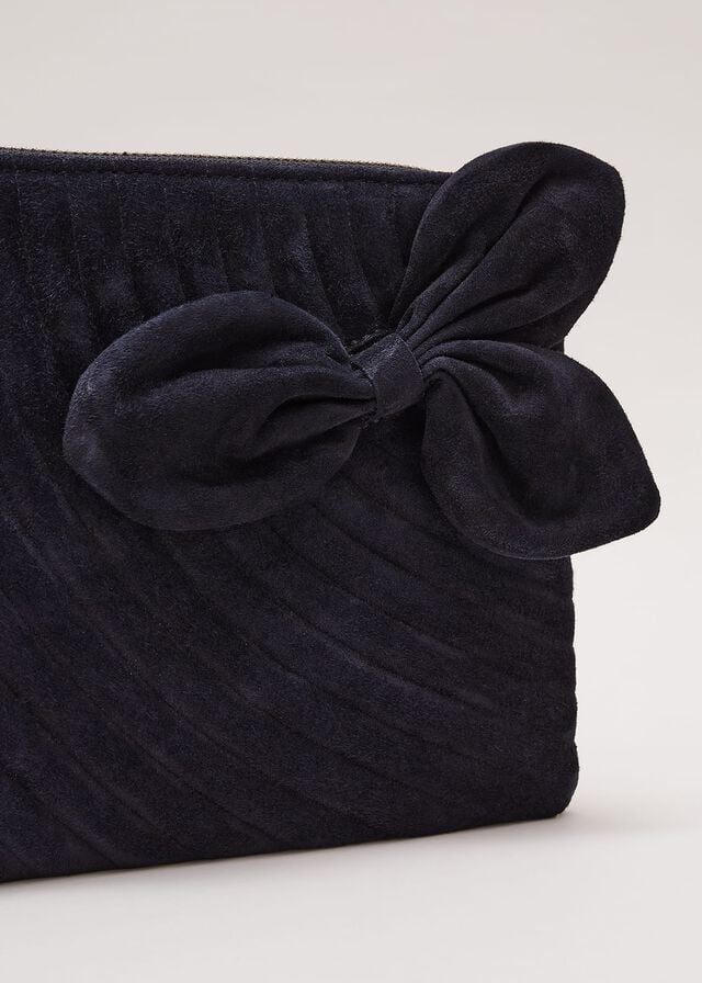 Navy Phase Eight Suede Structured Bow Bags | 9802CPWSO