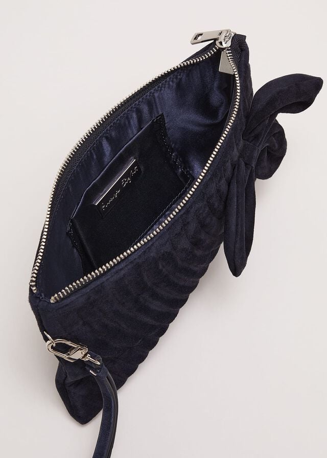 Navy Phase Eight Suede Structured Bow Bags | 9802CPWSO