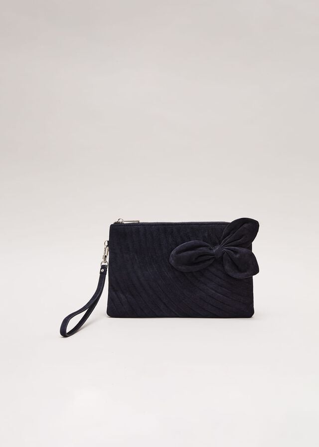 Navy Phase Eight Suede Structured Bow Bags | 9802CPWSO