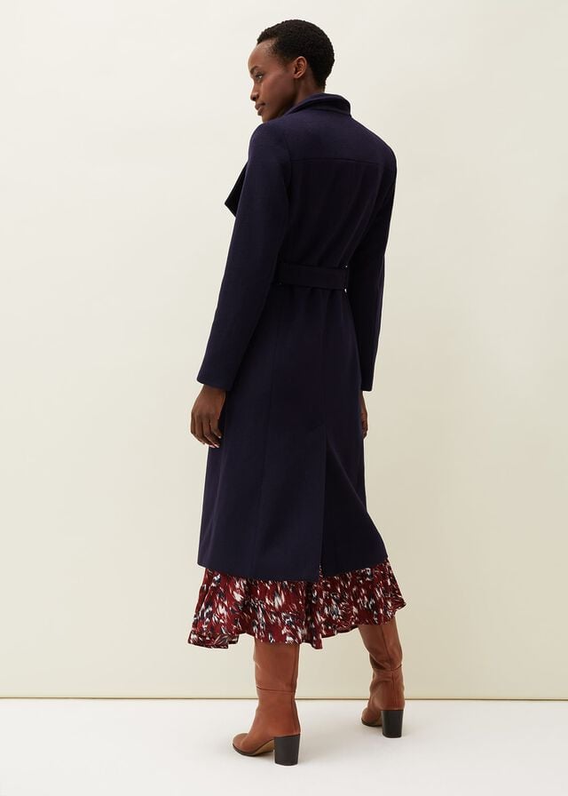 Navy Phase Eight Thea Wool Trench Coats | 4619PDBHO