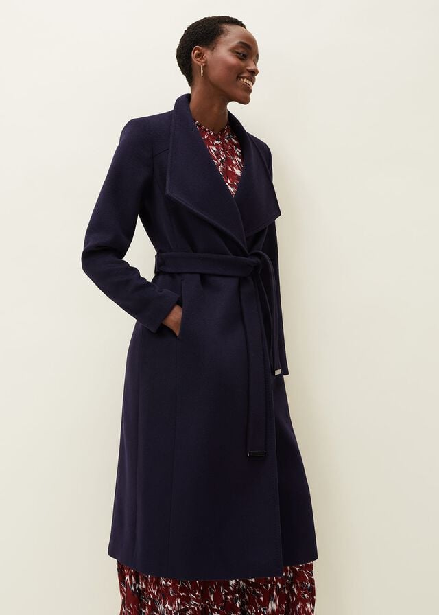 Navy Phase Eight Thea Wool Trench Coats | 4619PDBHO