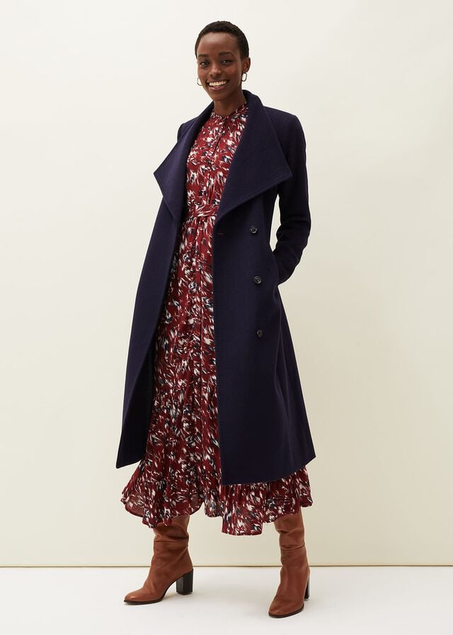 Navy Phase Eight Thea Wool Trench Coats | 4619PDBHO