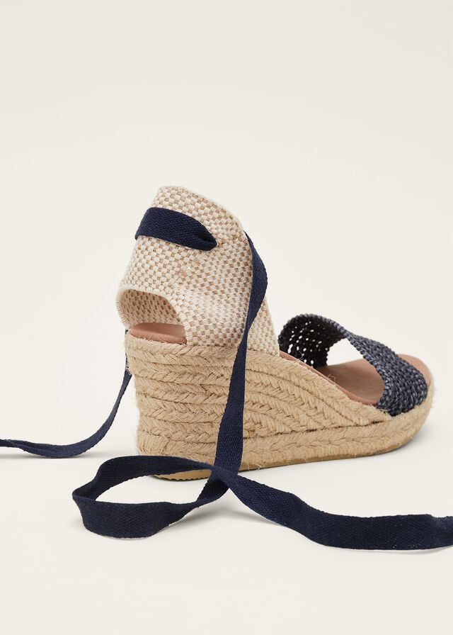 Navy Phase Eight Weave Espadrille Flats | 3095GXMJO