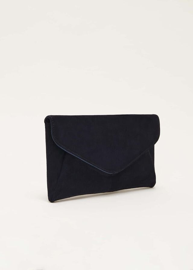 Navy Phase Eight Wendie Suede Bags | 3827HKQLG