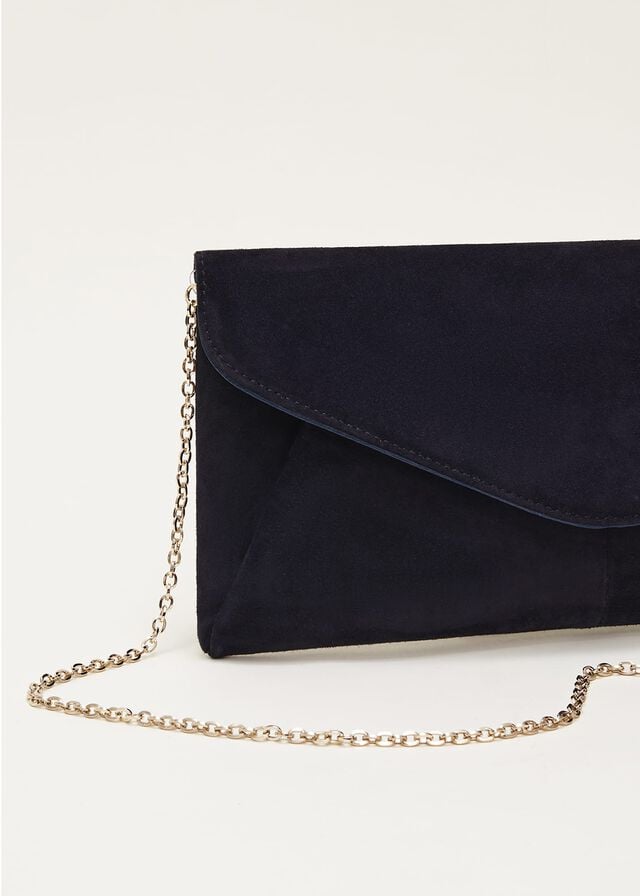 Navy Phase Eight Wendie Suede Bags | 3827HKQLG