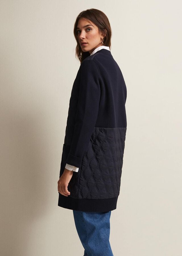 Navy Phase Eight Zadie Quiltedigan Coats | 8132UJWBP