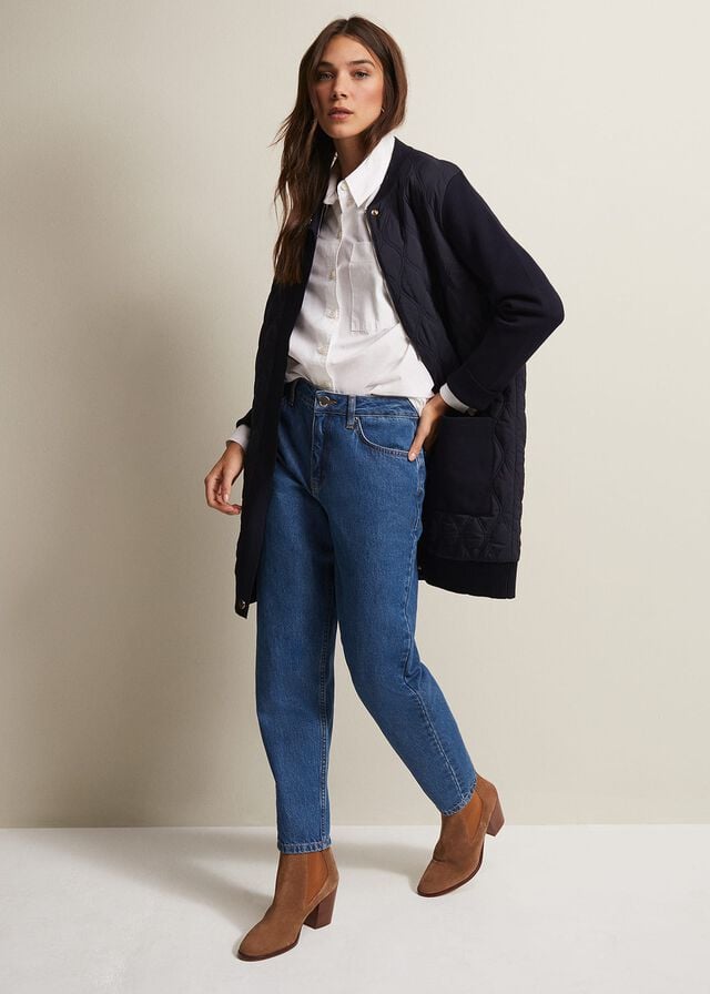 Navy Phase Eight Zadie Quiltedigan Coats | 8132UJWBP