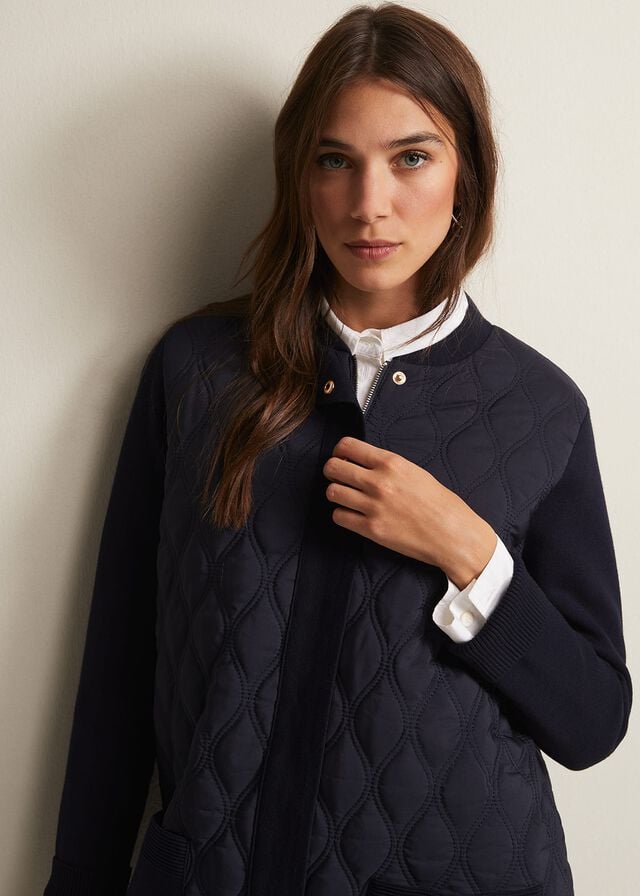 Navy Phase Eight Zadie Quiltedigan Coats | 8132UJWBP