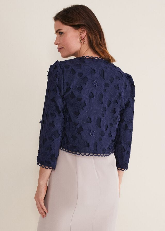 Navy Phase Eight Zita Lace Jackets | 0138AWXSJ