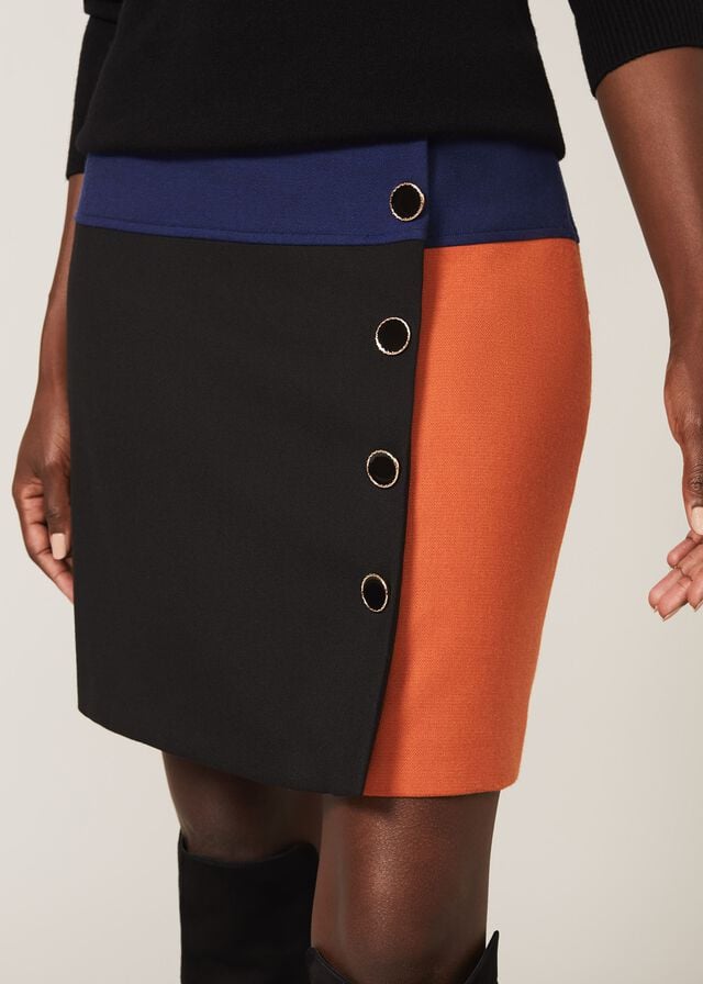 Navy / Orange Phase Eight Evane Colourblock Skirts | 0347SLYPF