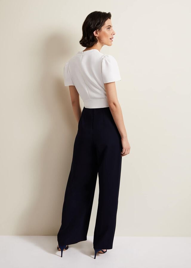 Navy / White Phase Eight Eloise Wide Leg Jumpsuit | 6938NBROM