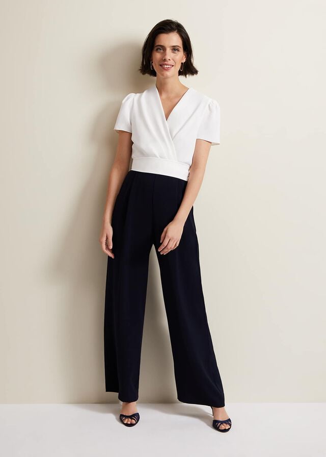 Navy / White Phase Eight Eloise Wide Leg Jumpsuit | 6938NBROM