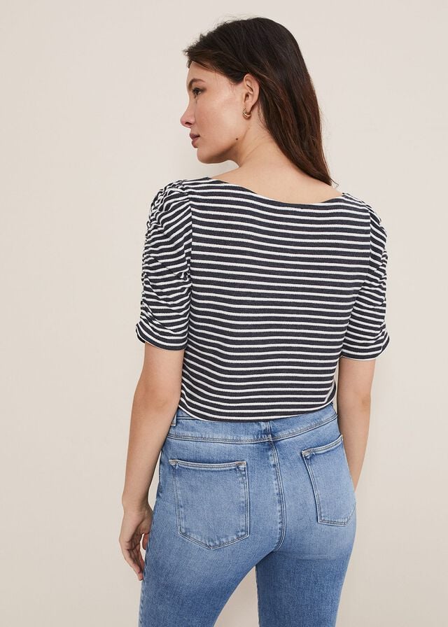 Navy / White Phase Eight Karla Striped T Shirts | 2814ACVBR