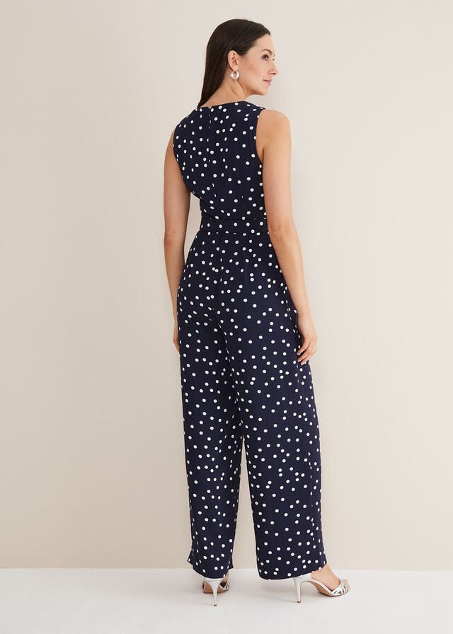 Navy / White Phase Eight Kenzie Spot Jumpsuit | 0728VAUSB