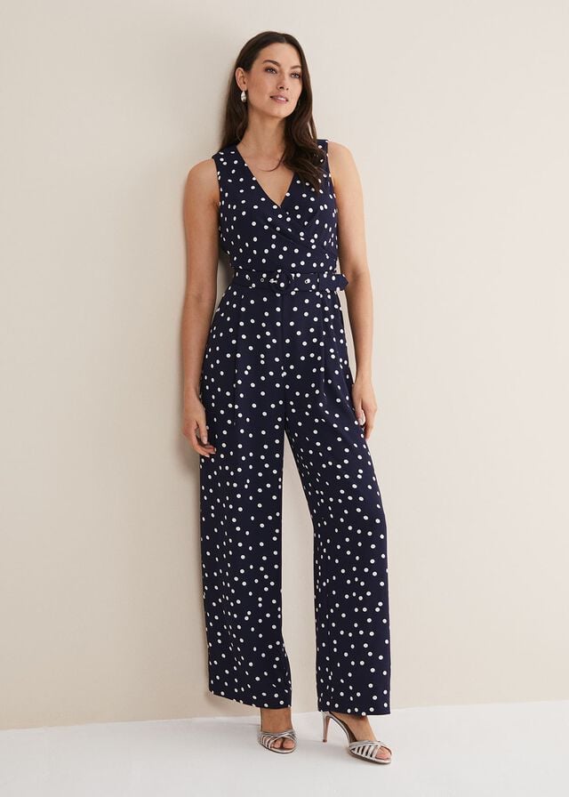 Navy / White Phase Eight Kenzie Spot Jumpsuit | 0728VAUSB