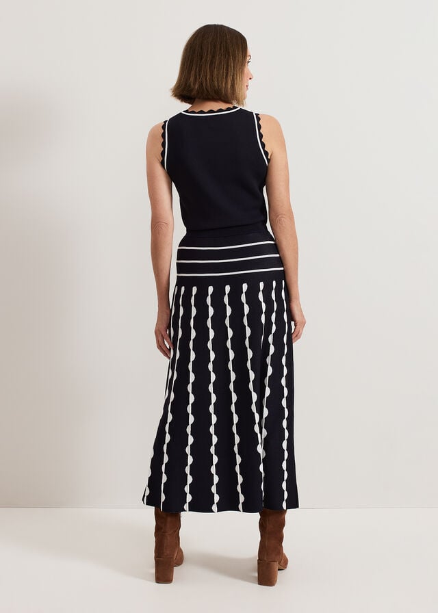 Navy / White Phase Eight Liz Scallopped Skirts | 3160BHNSU