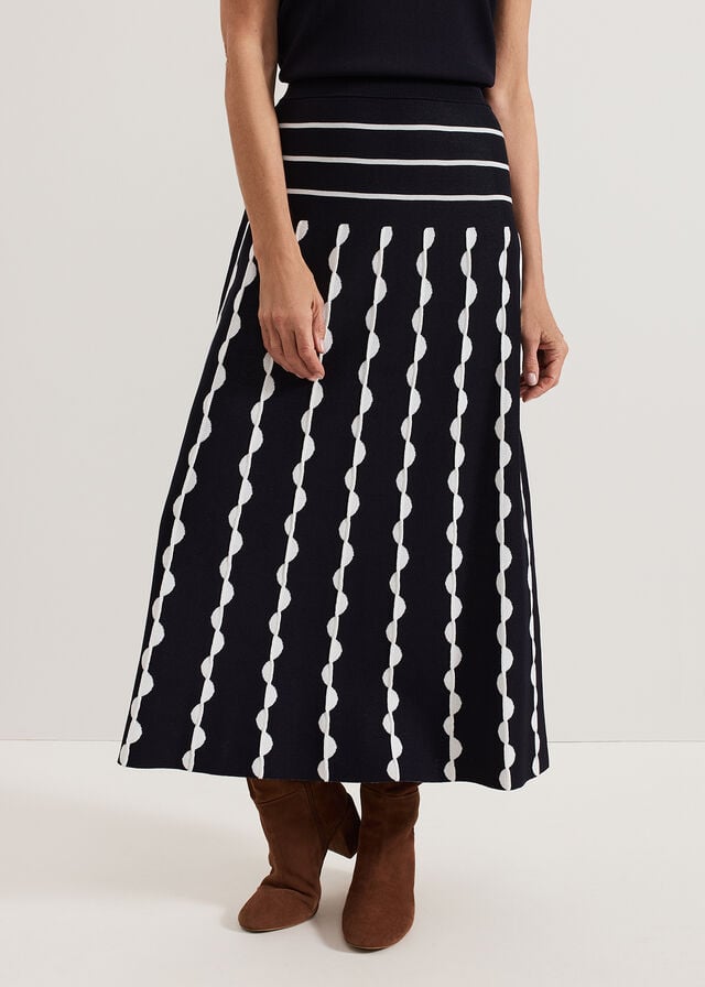 Navy / White Phase Eight Liz Scallopped Skirts | 3160BHNSU