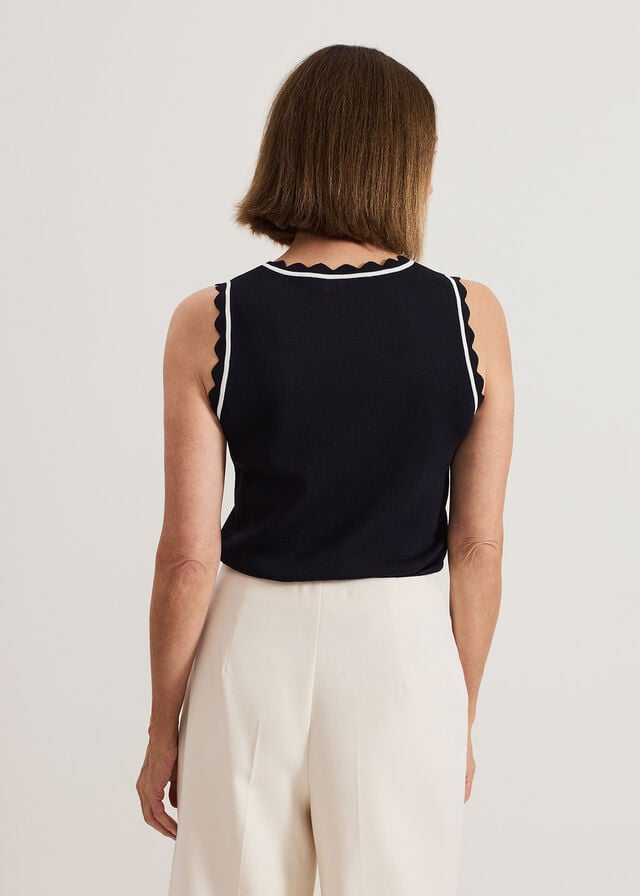 Navy / White Phase Eight Liz scallop Shell Knitwear | 6394SQGBT