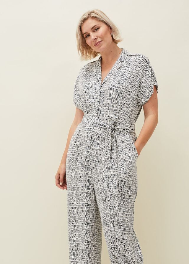 Navy / White Phase Eight Paige Abstract Print Jumpsuit | 4381HDACW