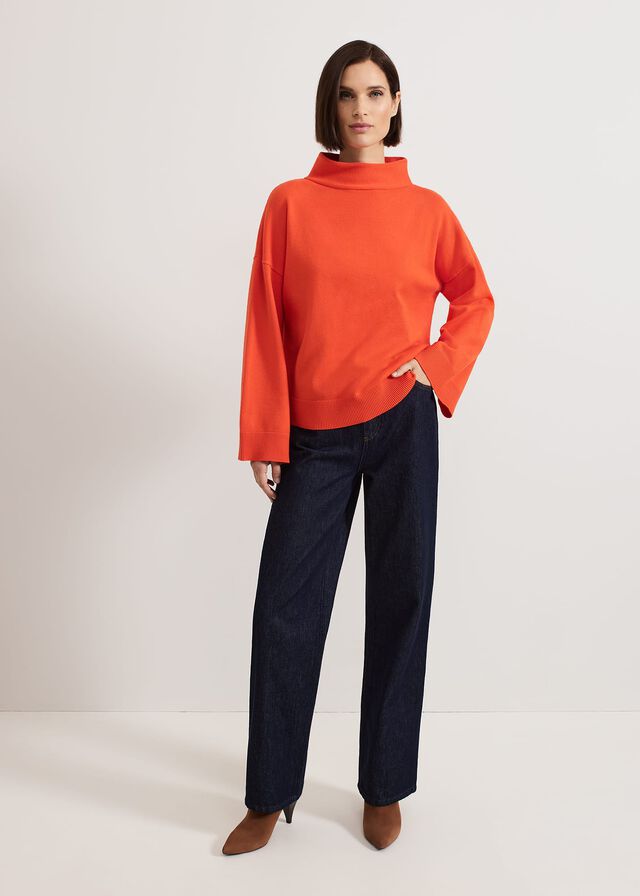 Orange Phase Eight Blaire Fluted Sleeve Knitwear | 1590GRHLD