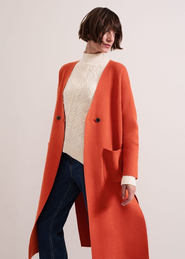 Orange Phase Eight Destiny Double Breastedigan Coats | 6817YJTPZ