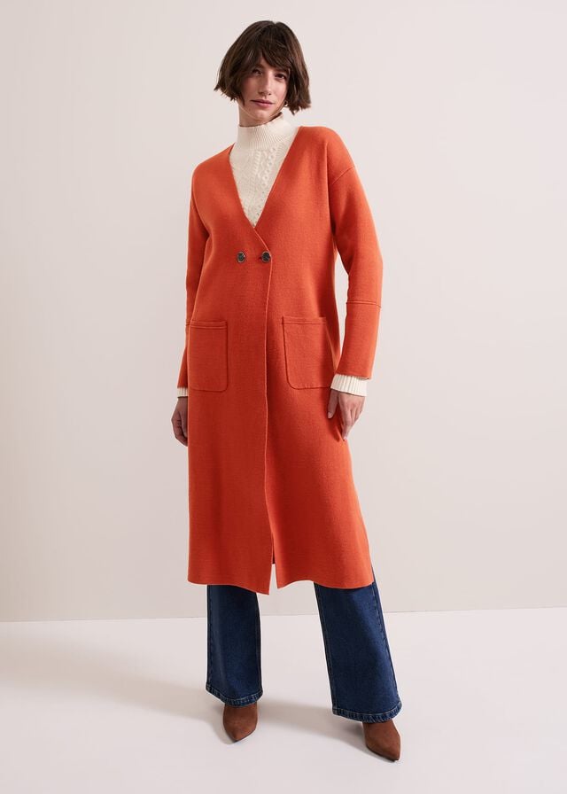 Orange Phase Eight Destiny Double Breastedigan Coats | 6817YJTPZ