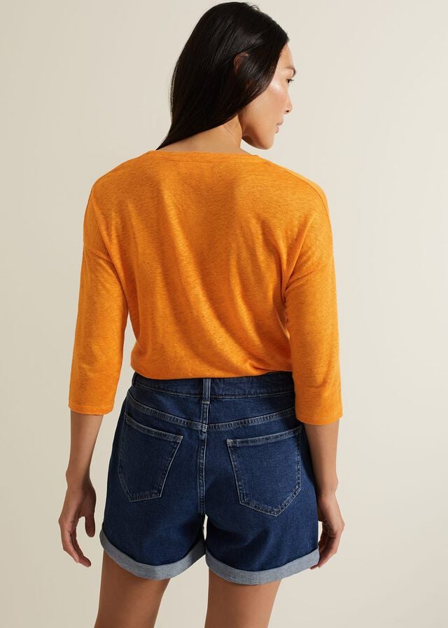 Orange Phase Eight Leah Linen T Shirts | 7406BQYAL