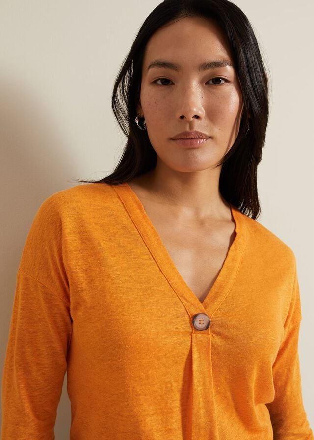 Orange Phase Eight Leah Linen T Shirts | 7406BQYAL