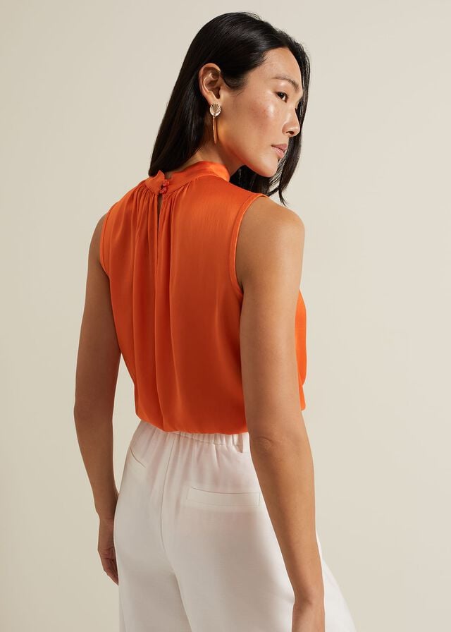 Orange Phase Eight Lizza Orange High Neck Shirts | 3615PSFLQ