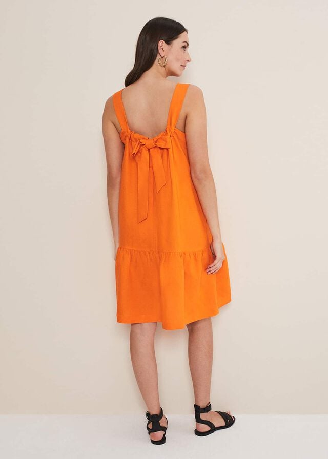 Orange Phase Eight Mandy Linen Swing Dress | 7304UMOWR