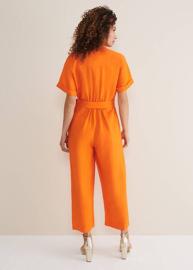 Orange Phase Eight Pria Linen Jumpsuit | 3947NMFDG