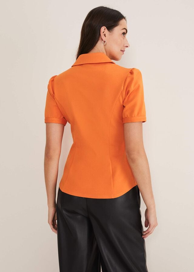 Orange Phase Eight Shaden Zip Front Ponte Shirts | 6253GHMPC