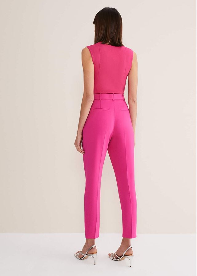 Pink Phase Eight Adria Belted Cigarettes Trousers | 0761ZUTSP