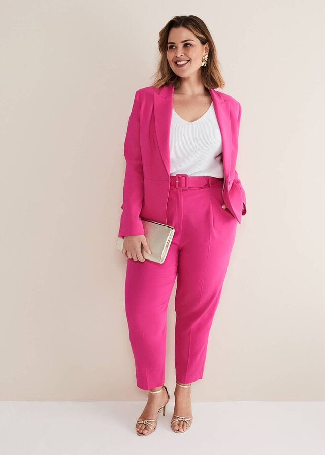 Pink Phase Eight Adria Belted Cigarettes Trousers | 0761ZUTSP