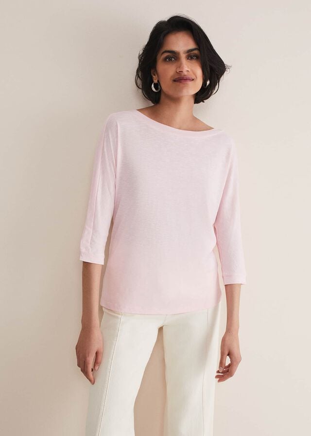 Pink Phase Eight Belle Scoop Neck T Shirts | 9260GKEZU