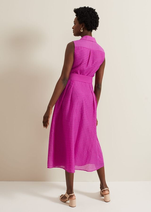 Pink Phase Eight Carey Sleeveless Check Dress | 5368TBAIJ