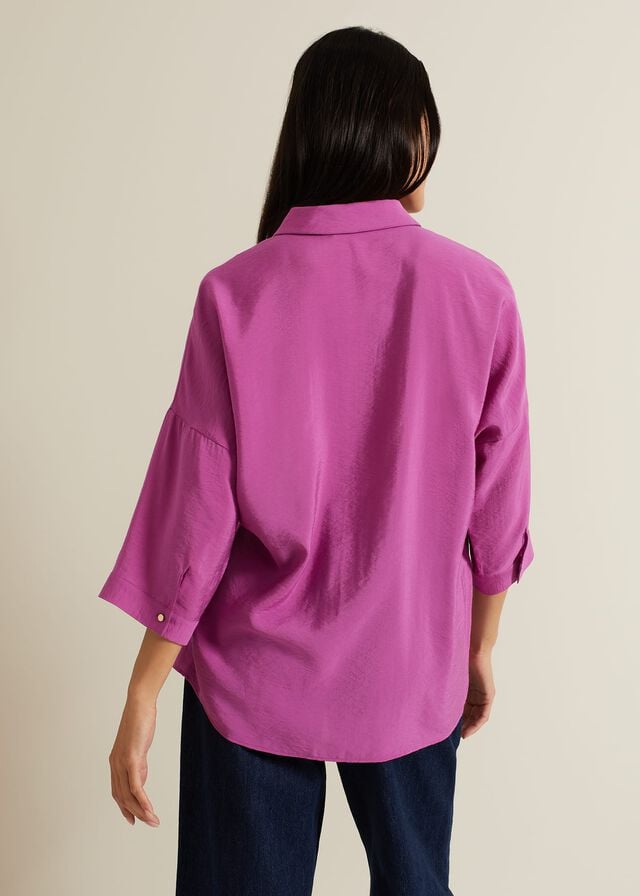 Pink Phase Eight Cynthia Pleat Zip Front Shirts | 0218HTPXV