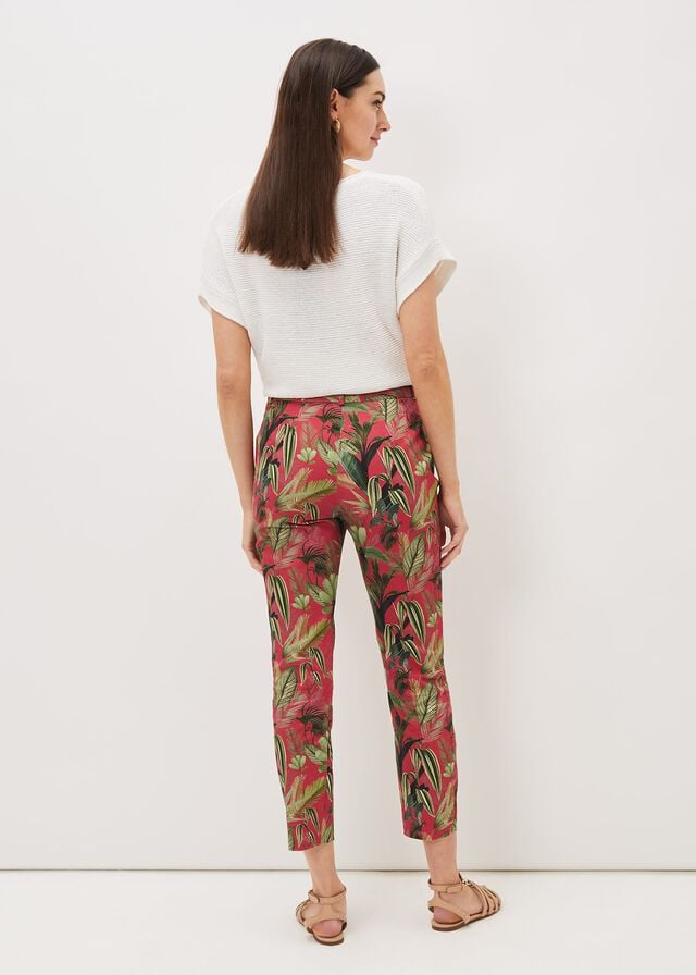 Pink Phase Eight Desta Tropical Print Trousers | 3957ZKNSL