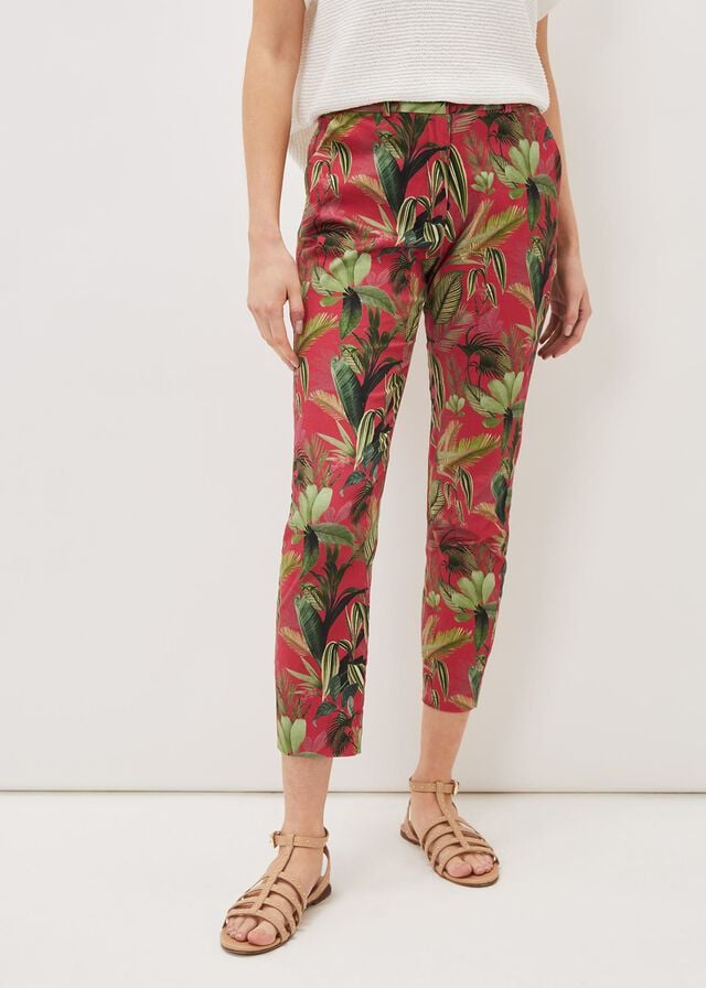 Pink Phase Eight Desta Tropical Print Trousers | 3957ZKNSL