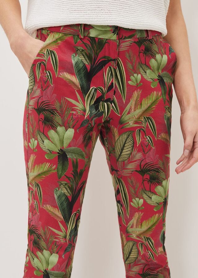 Pink Phase Eight Desta Tropical Print Trousers | 3957ZKNSL