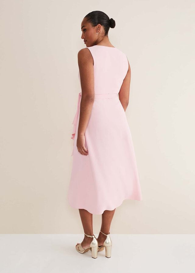 Pink Phase Eight Julissa Sleeveless Ruffle Wrap Dress | 0489PLRBY