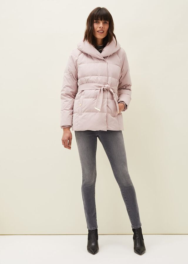 Pink Phase Eight Kyra Wrap Puffer Coats | 1906NLQTO